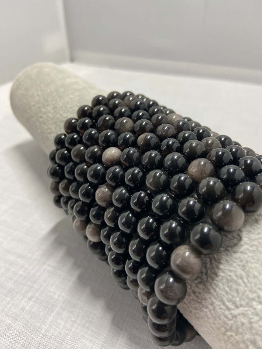 Silver sheen obsidian bracelet