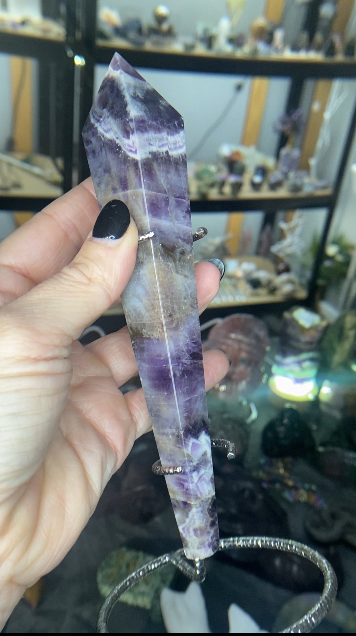 Amethyst wand on stand
