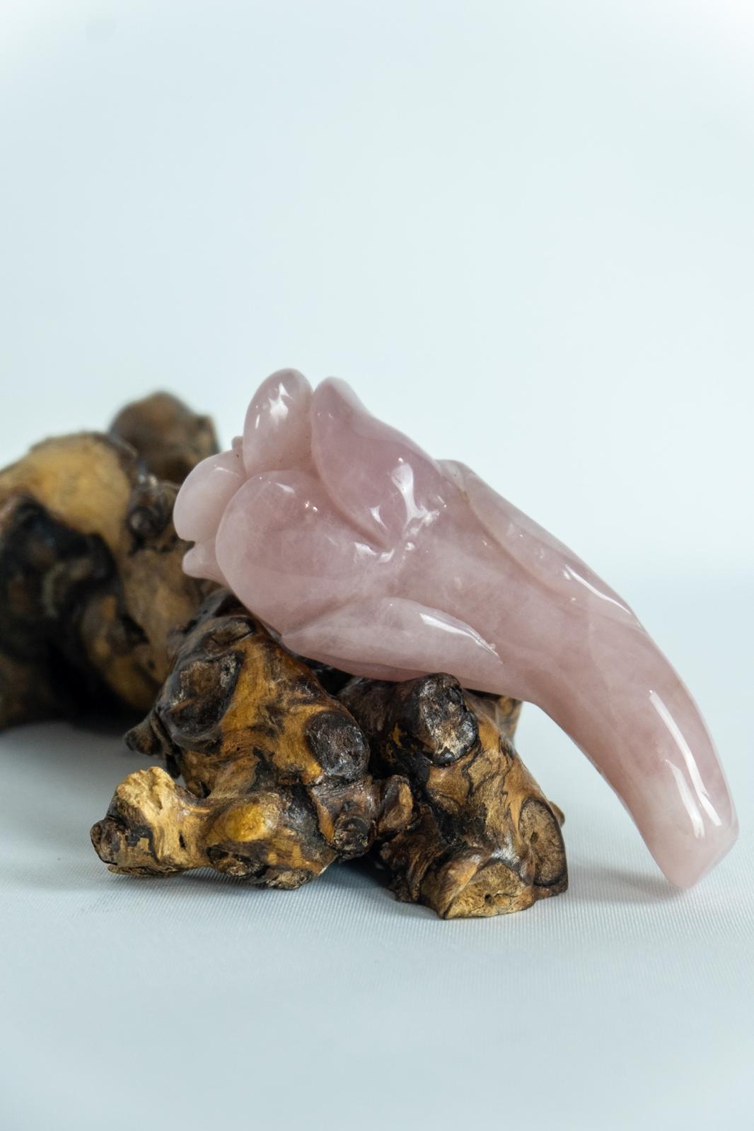 Rose Quartz rose carving
