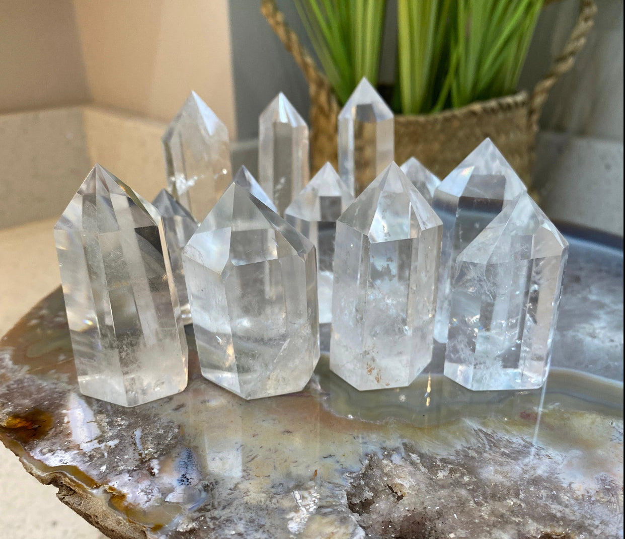 Clear quartz tower
