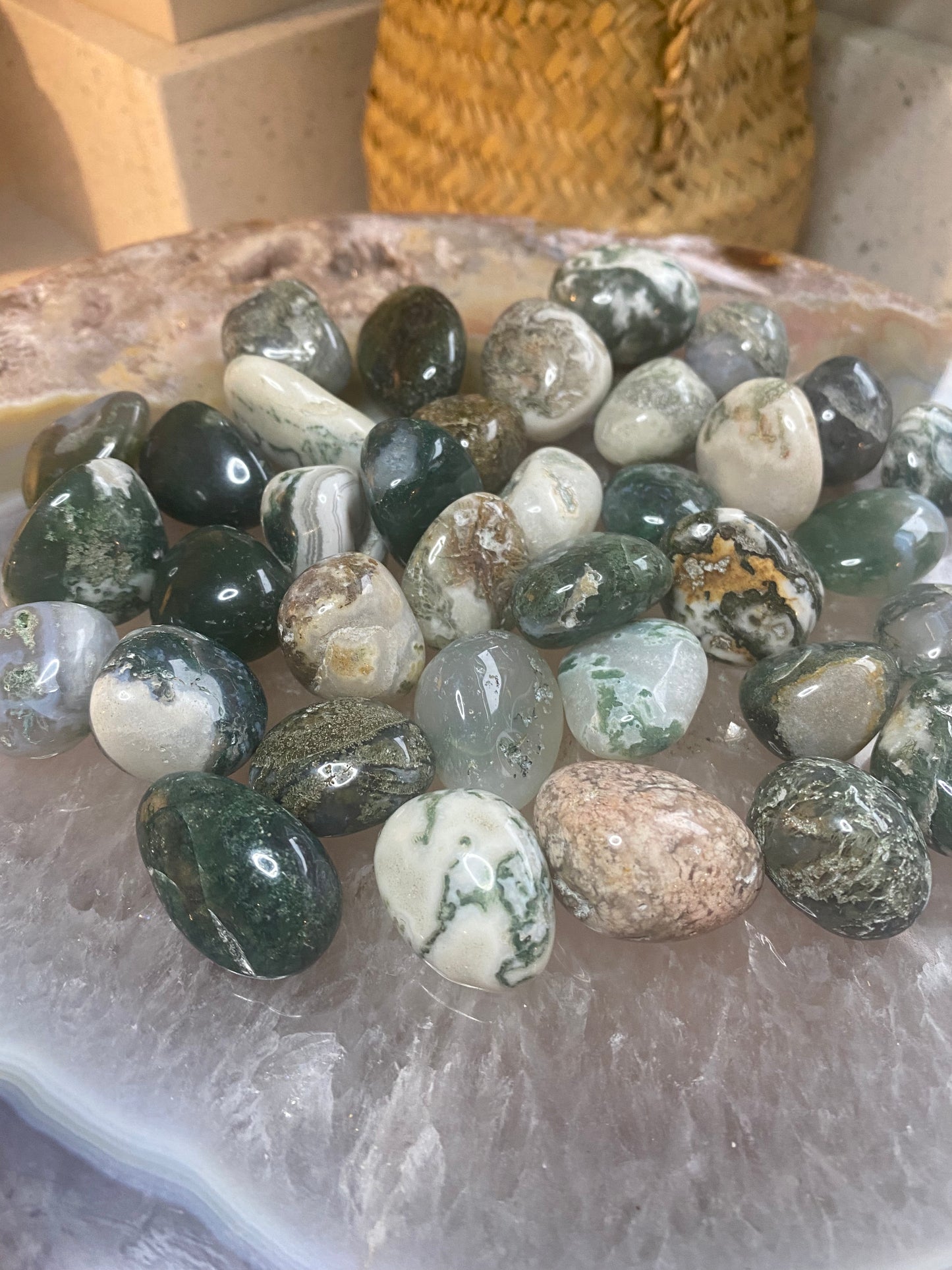 Moss agate large stone