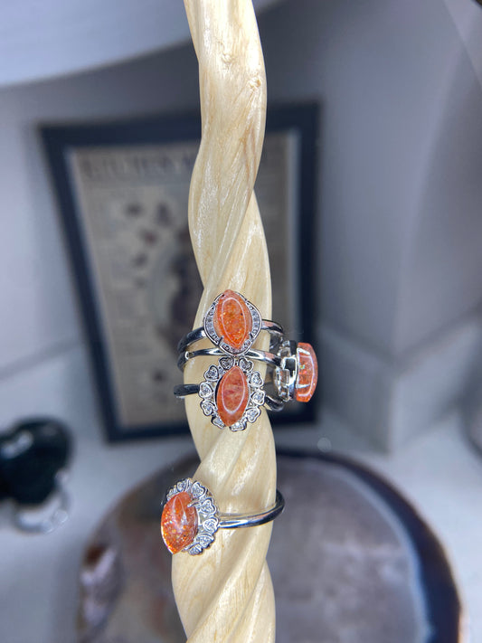 Golden sunstone ring