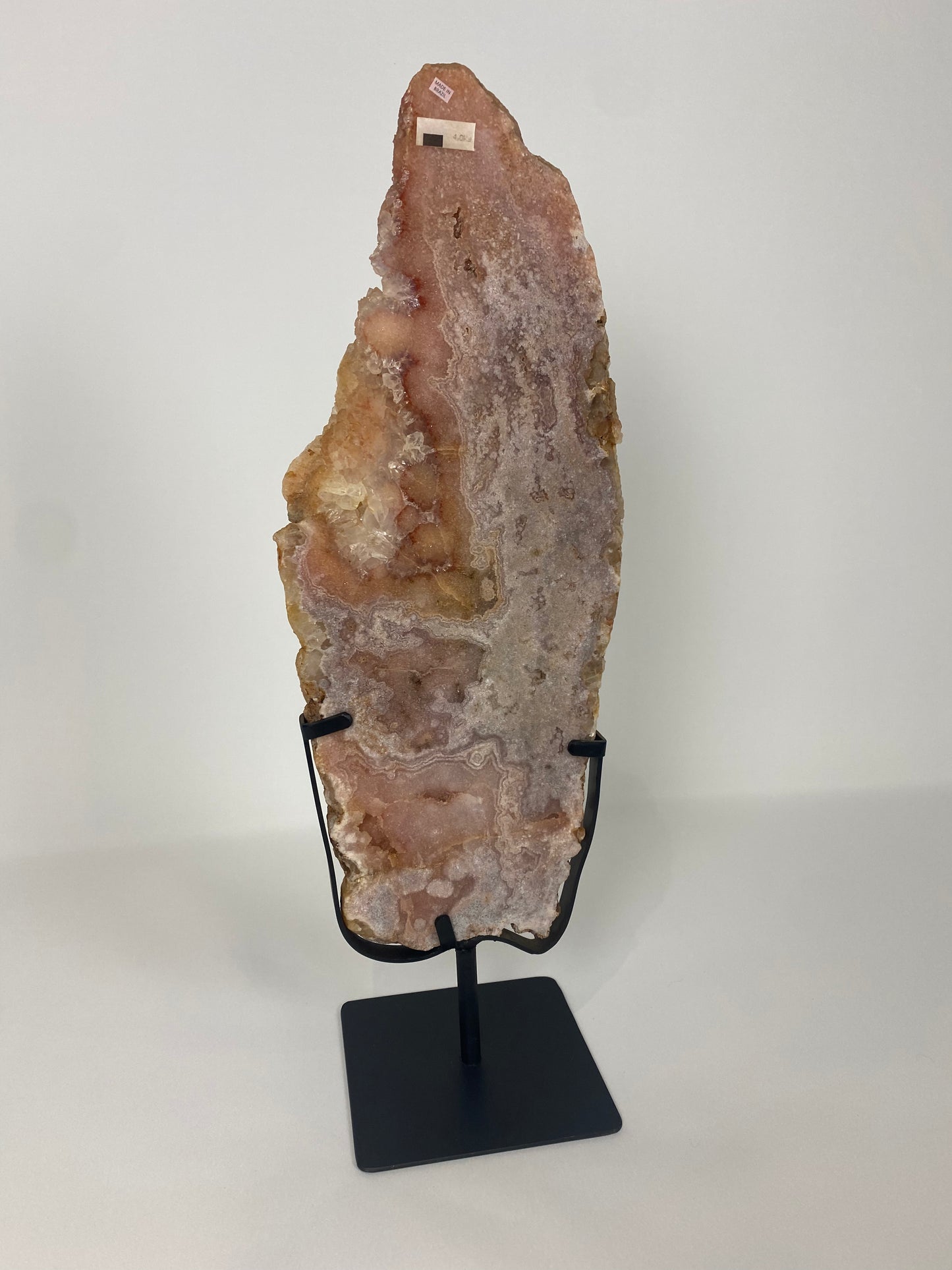 Pink Amethyst slab on stand