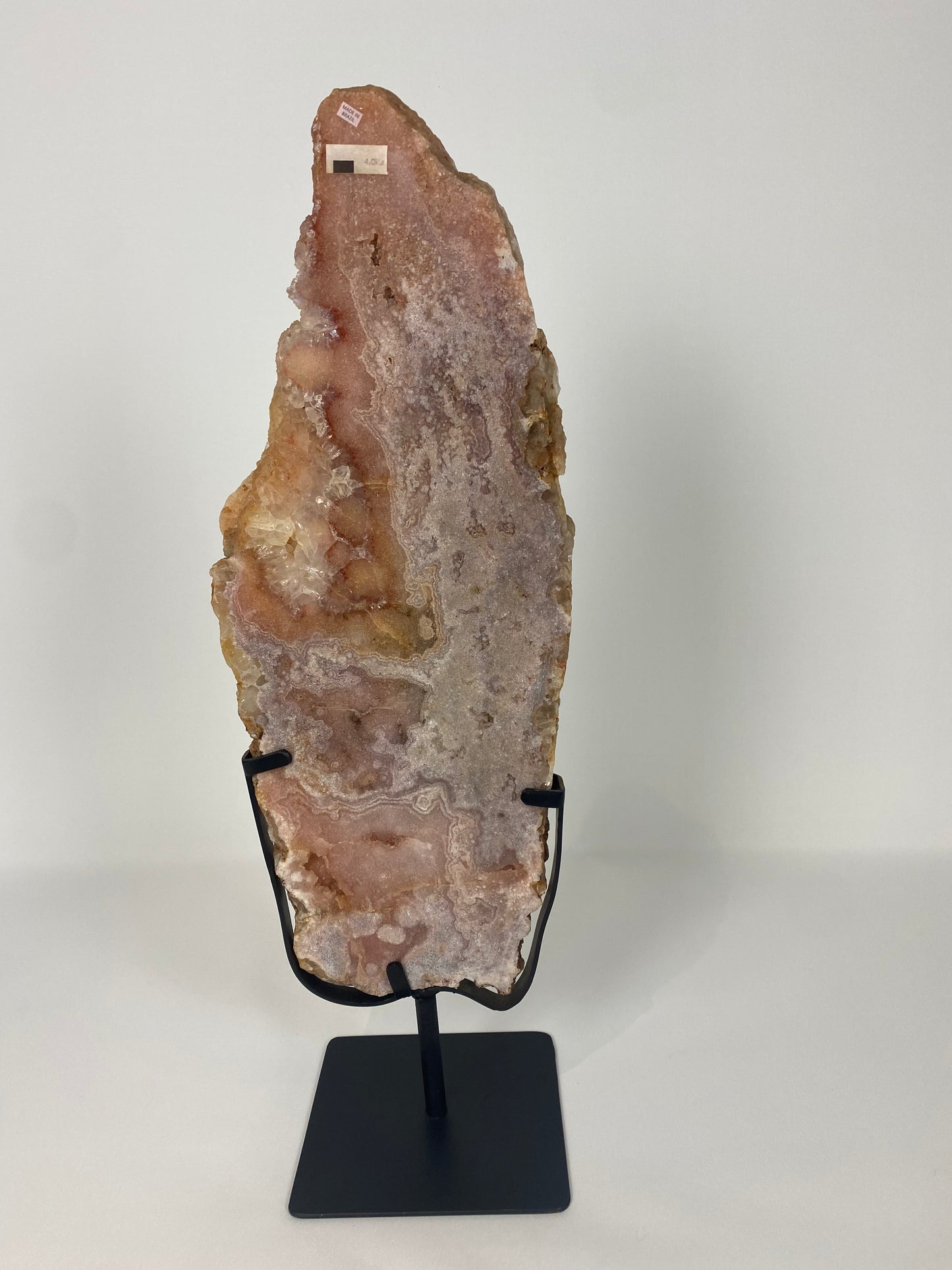 Pink Amethyst slab on stand