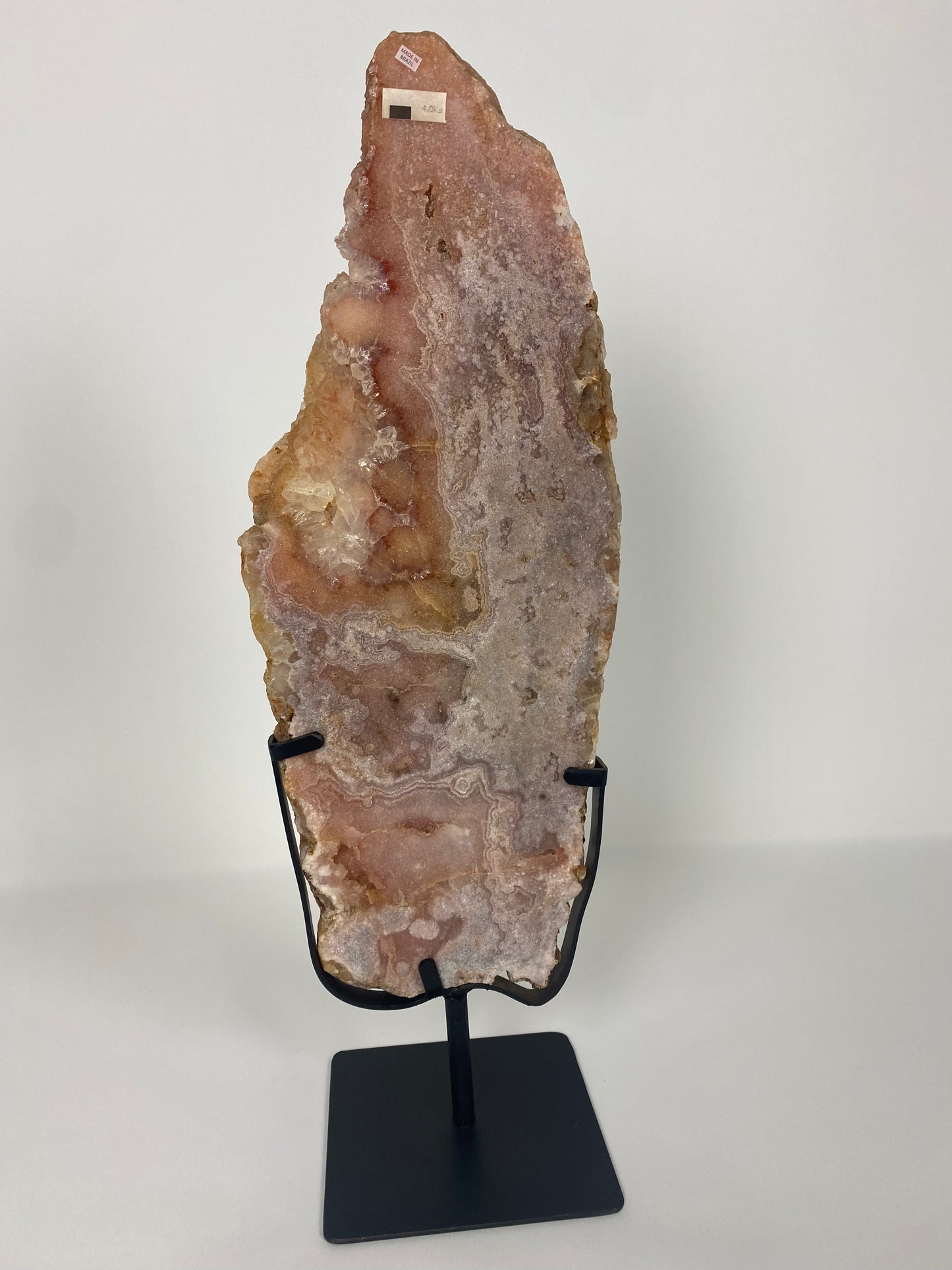Pink Amethyst slab on stand