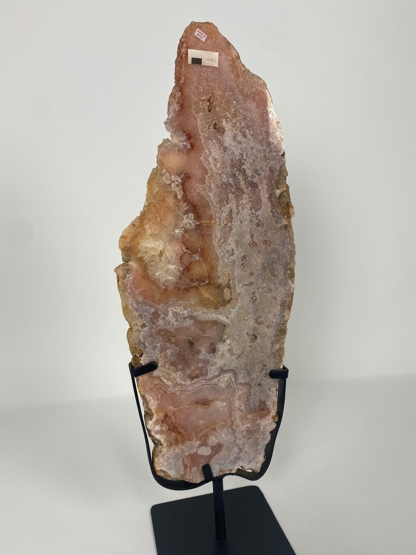 Pink Amethyst slab on stand