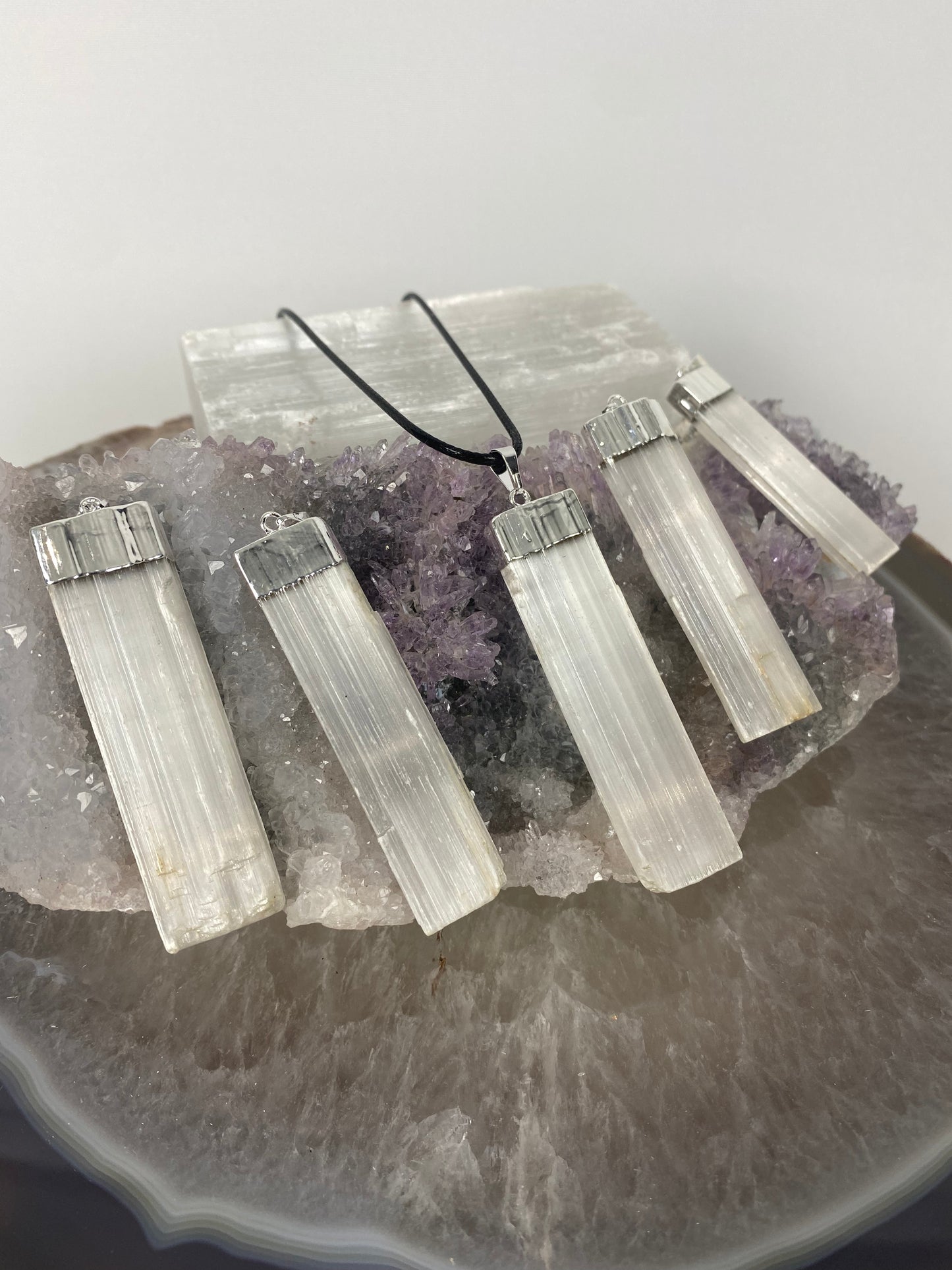 Selenite pendants