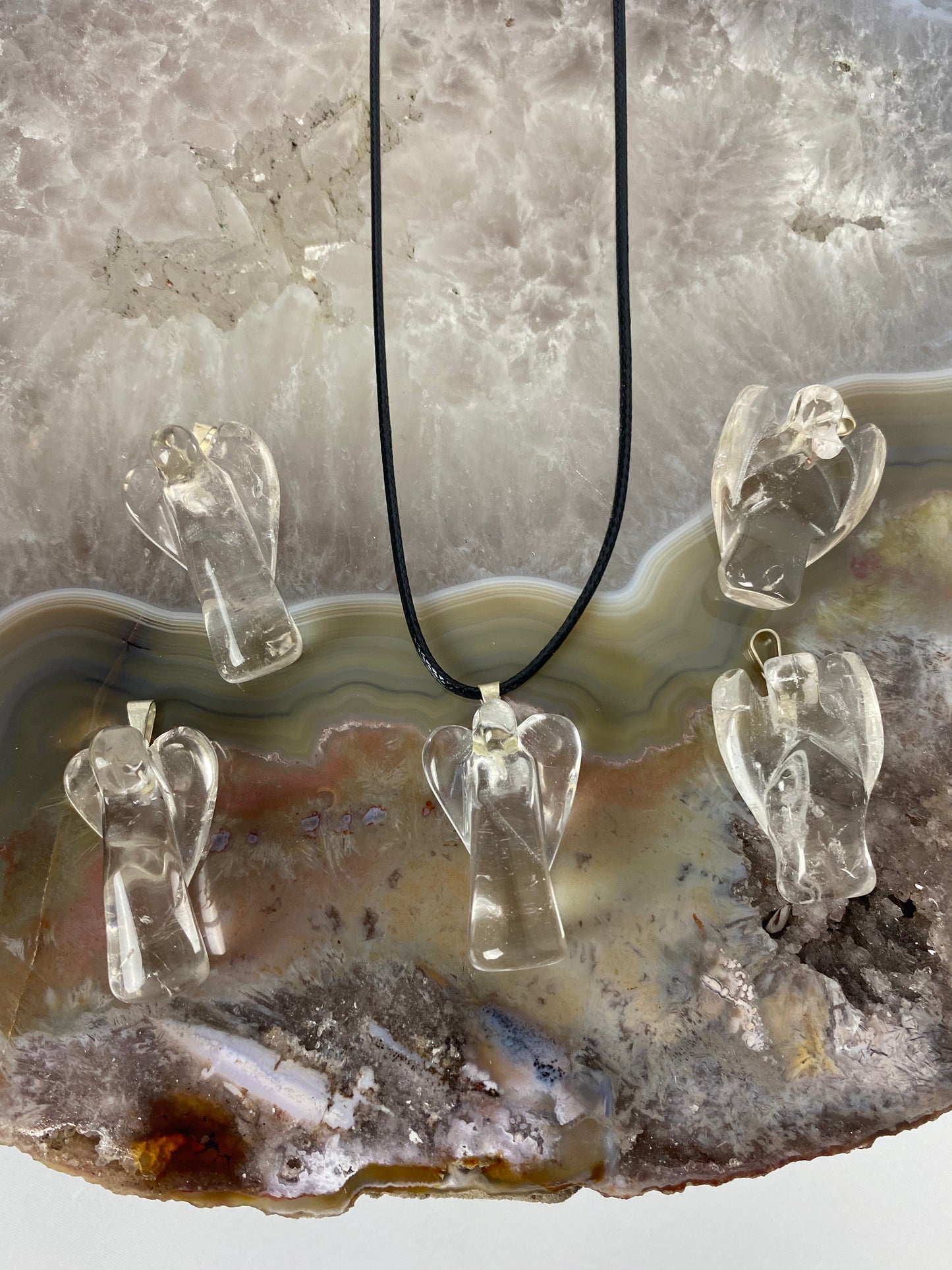 Clear quartz angel pendants