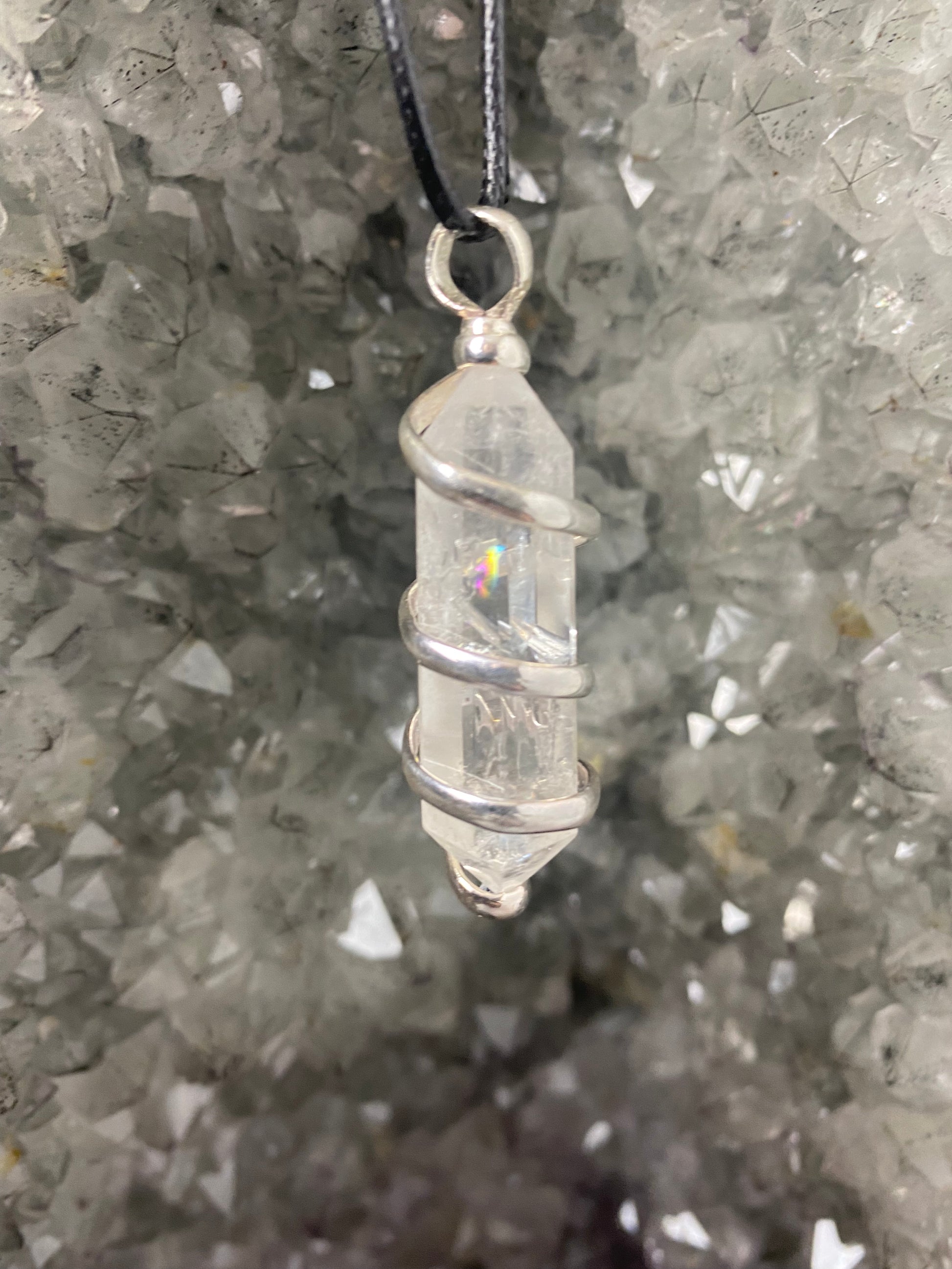 Crystal spiral pendants