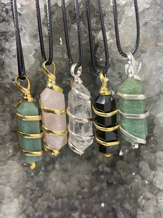 Crystal spiral pendants