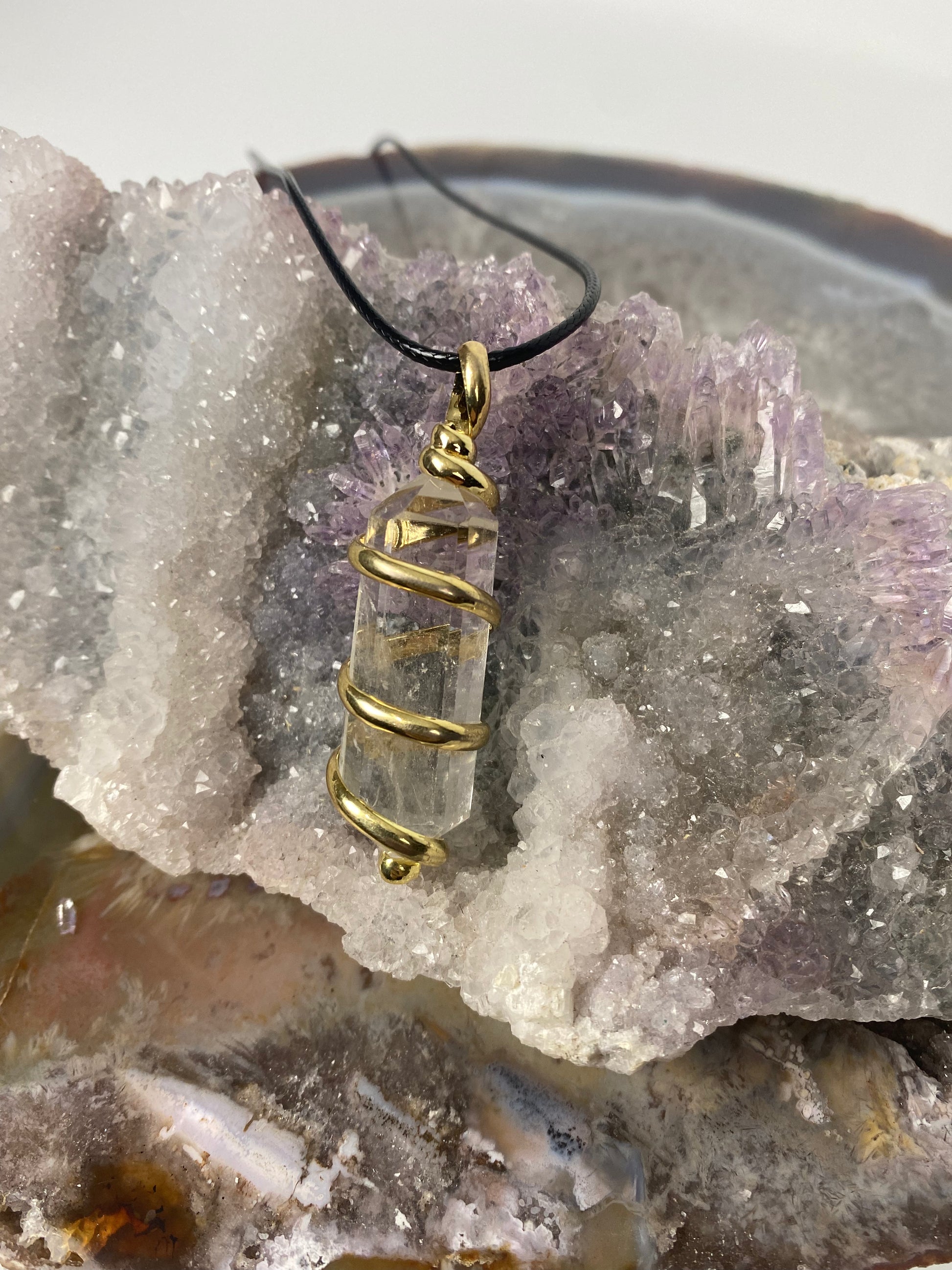 Crystal spiral pendants