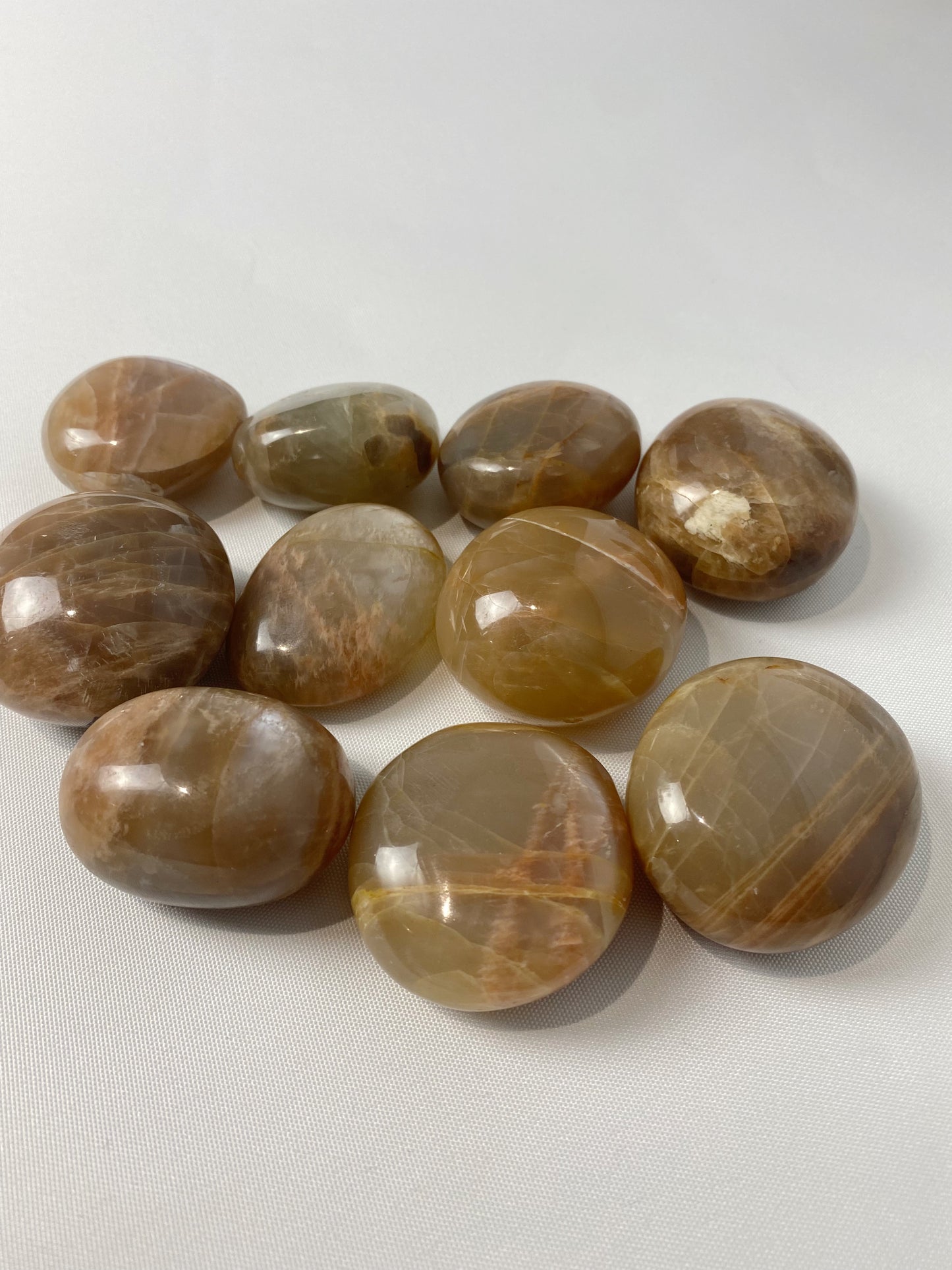 Peach Flashy Moonstone palm stone