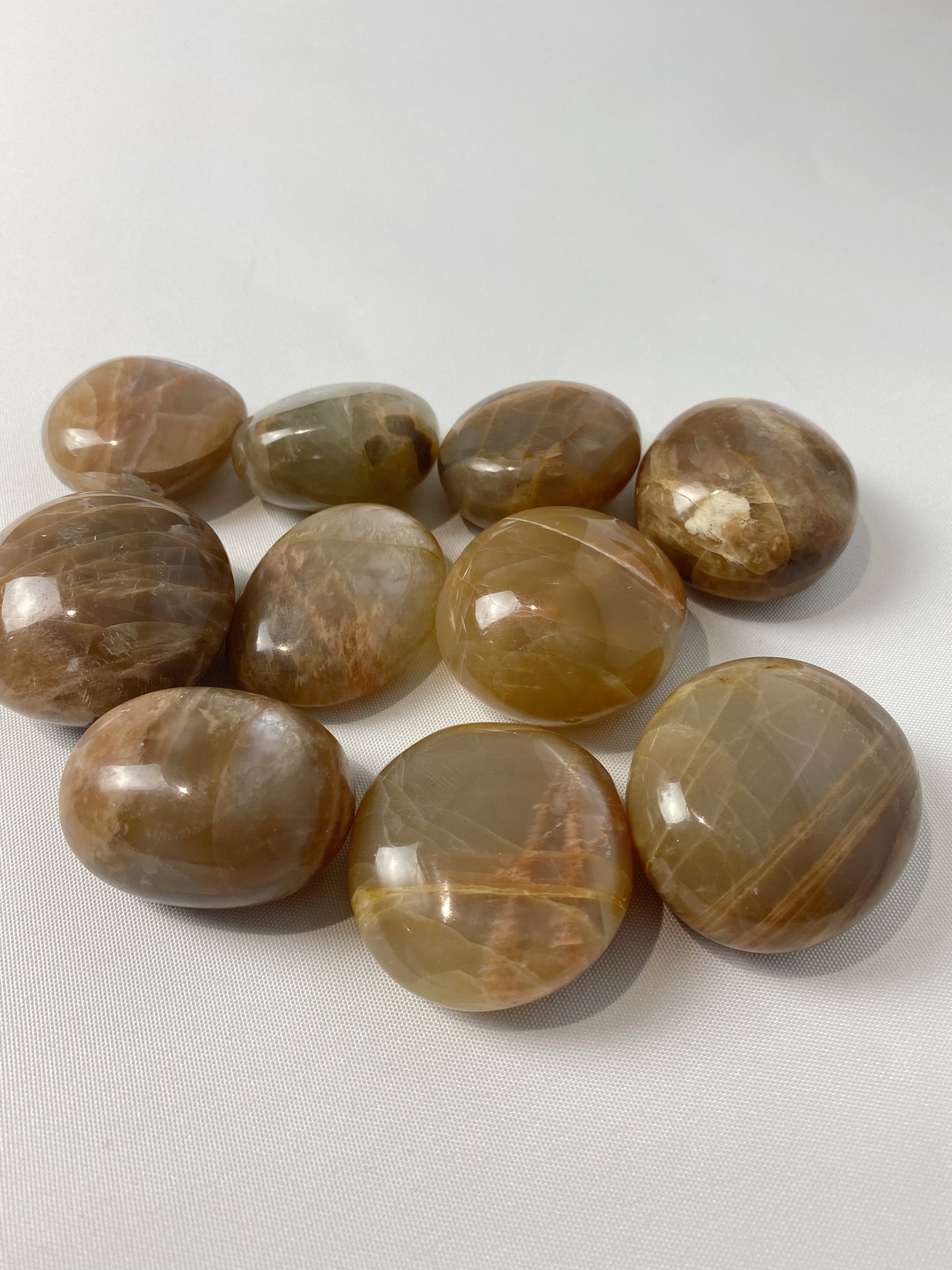 Peach Flashy Moonstone palm stone