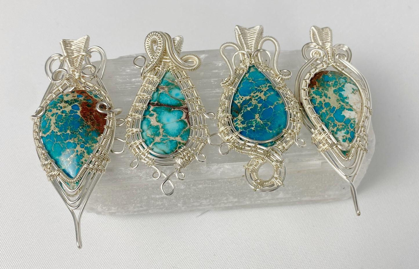 Sea sediment Jasper wire wrap