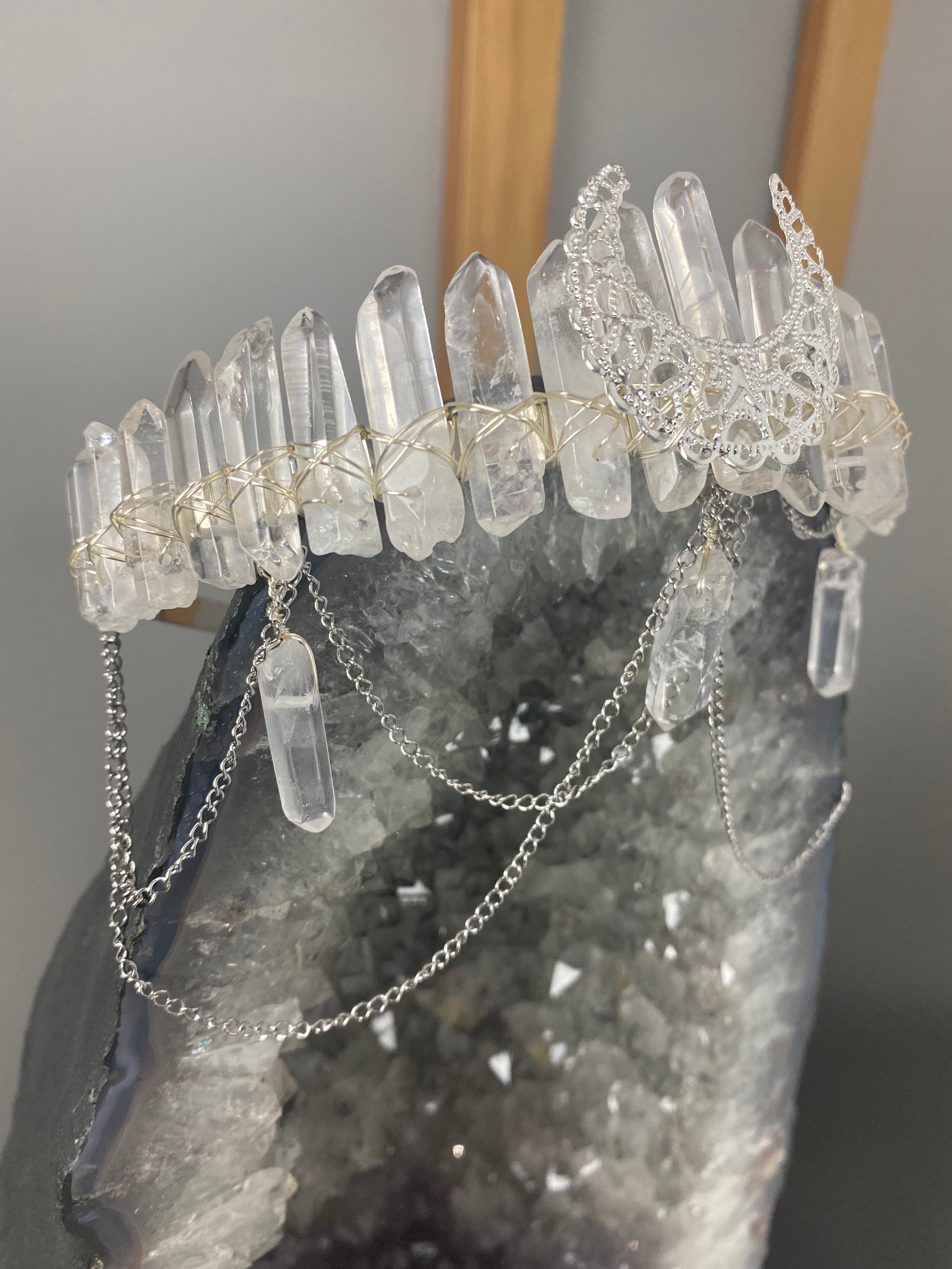 Clear Quartz Tiara factory Om Saha