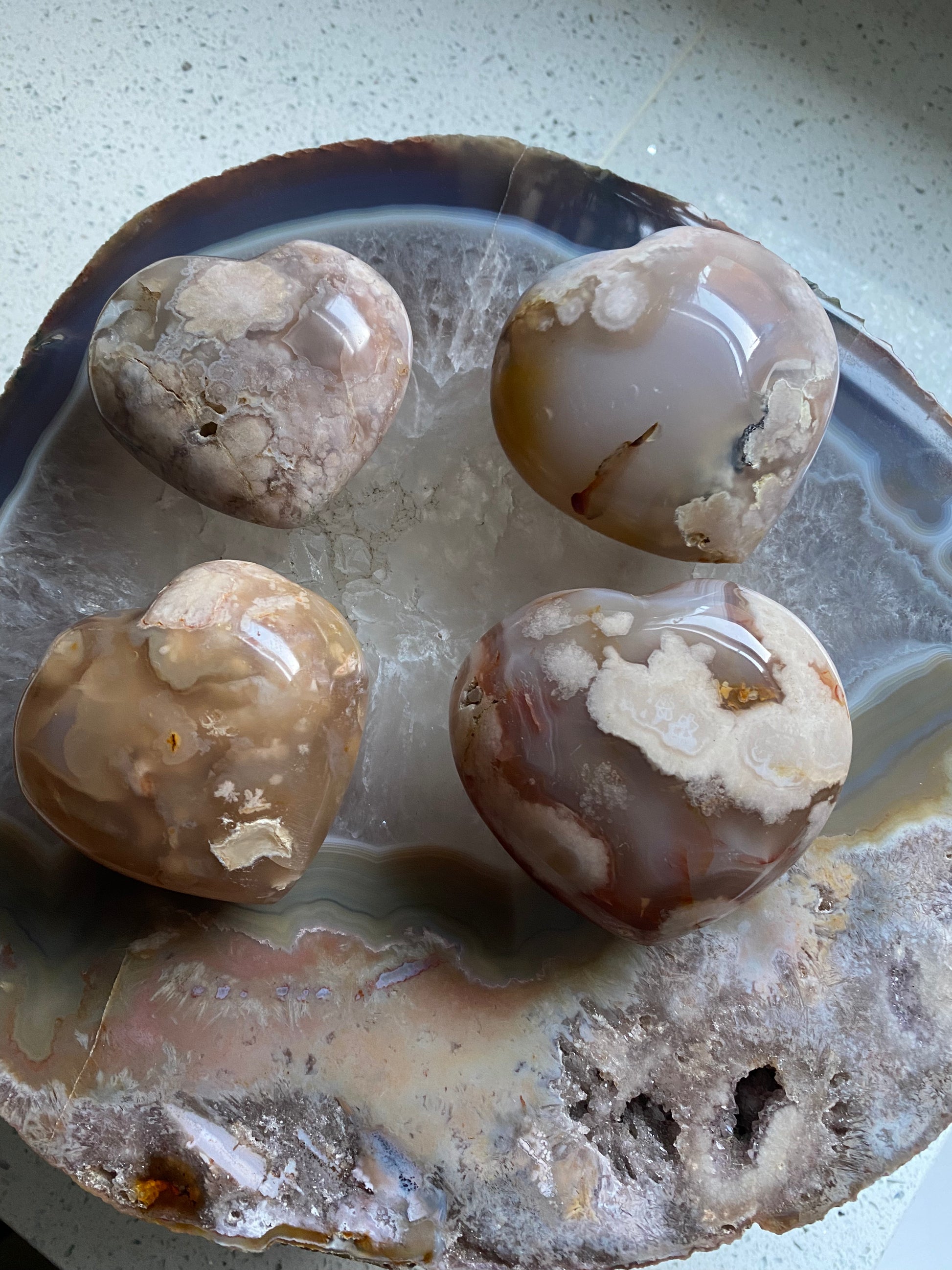 Flower Agate large heart