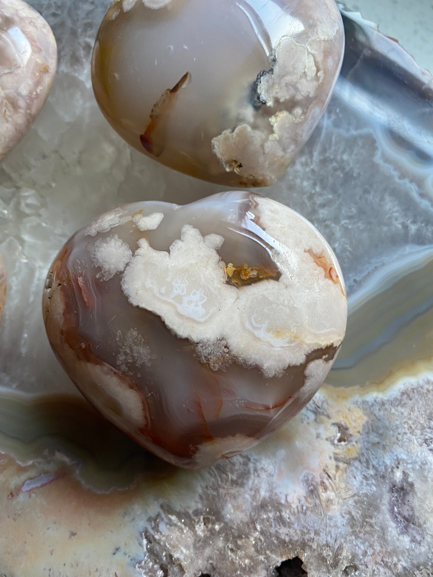 Flower Agate large heart