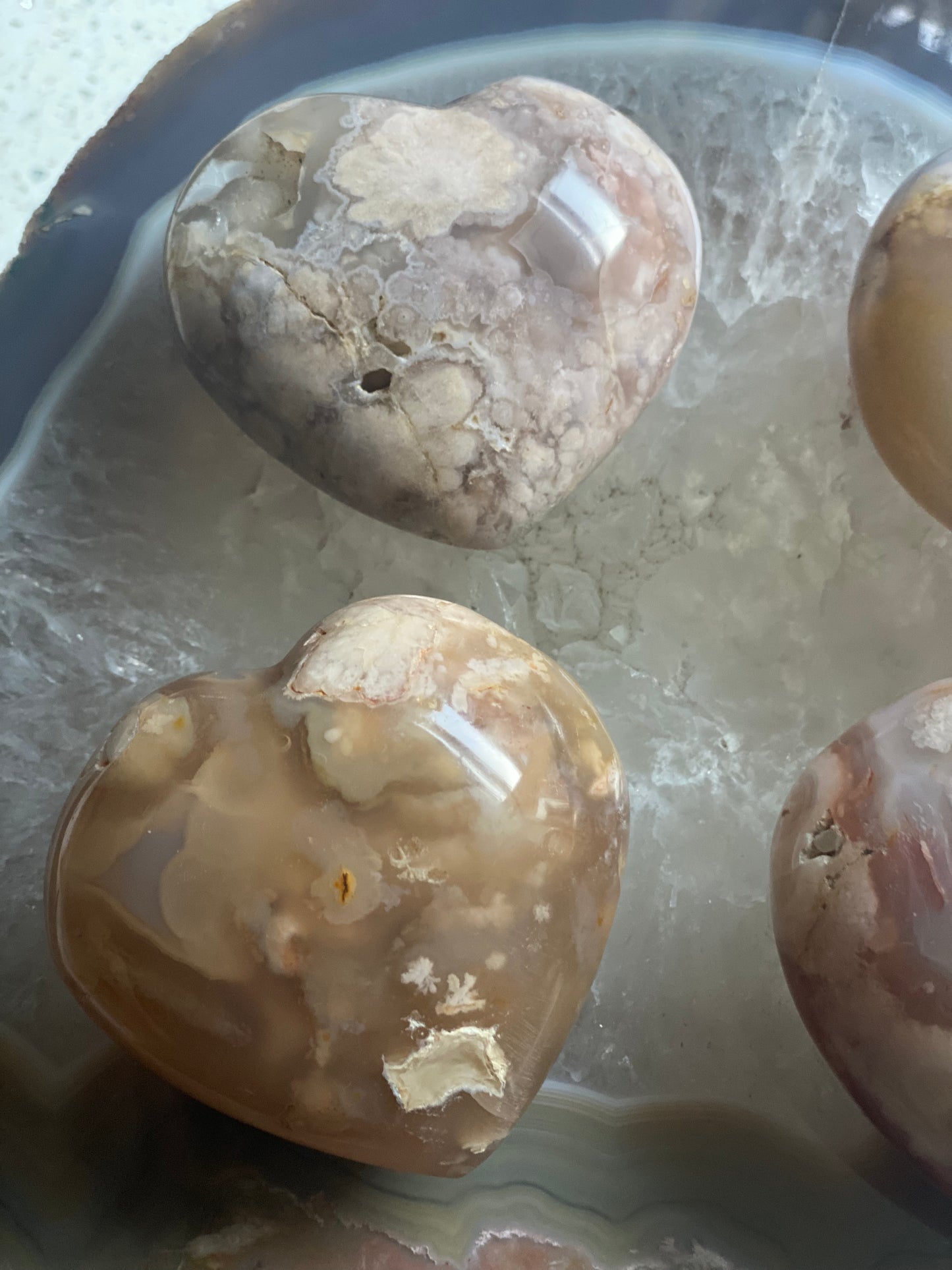 Flower Agate large heart