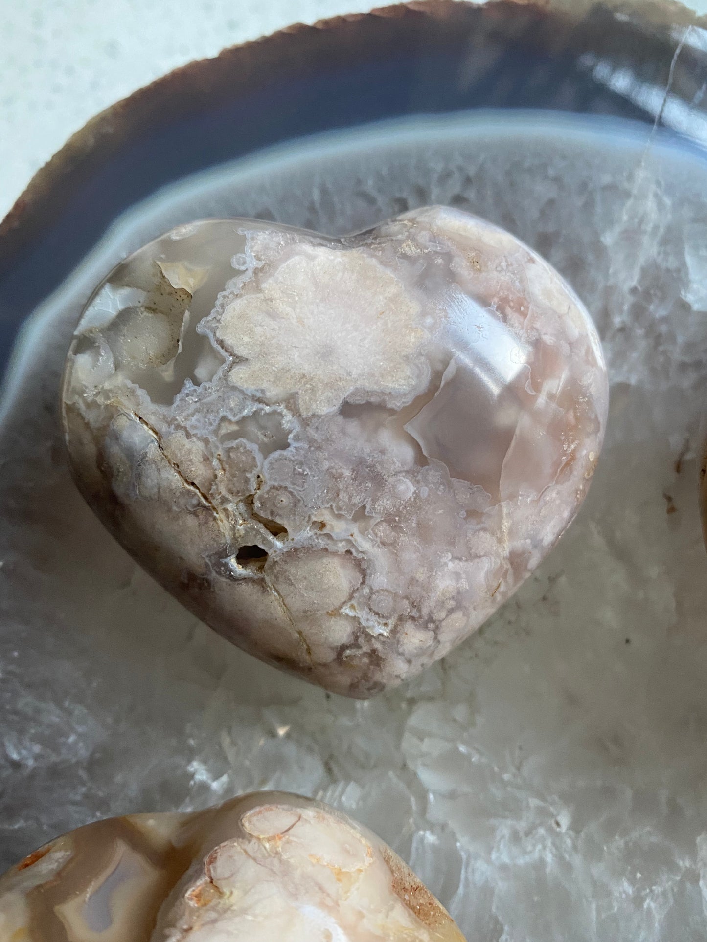 Flower Agate large heart