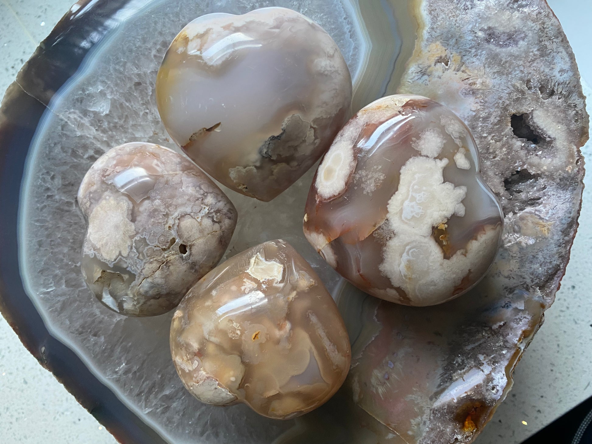 Flower Agate large heart