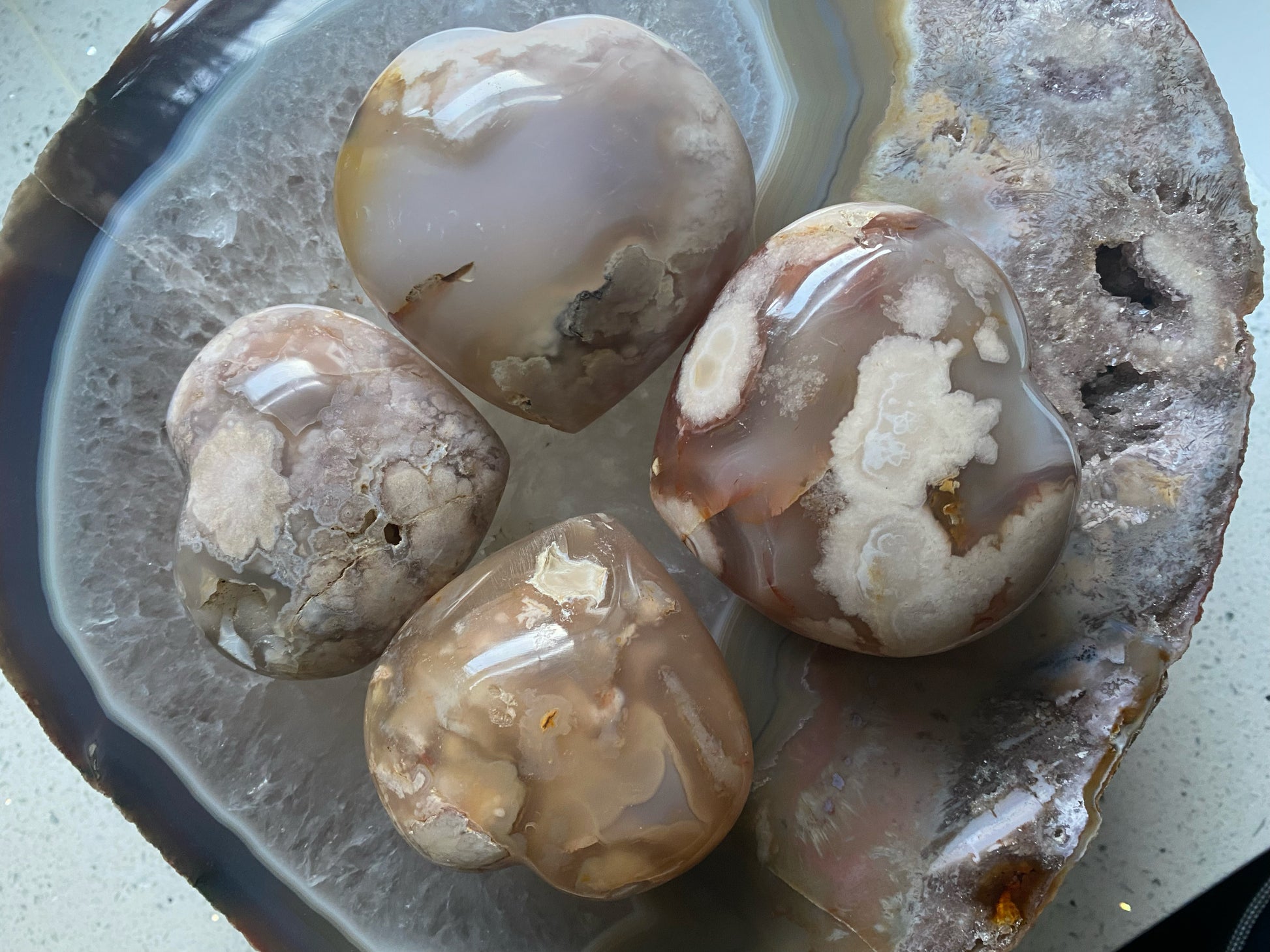 Flower Agate large heart