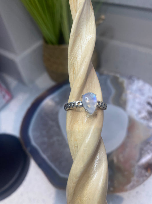 Sterling silver 925 rainbow moonstone ring