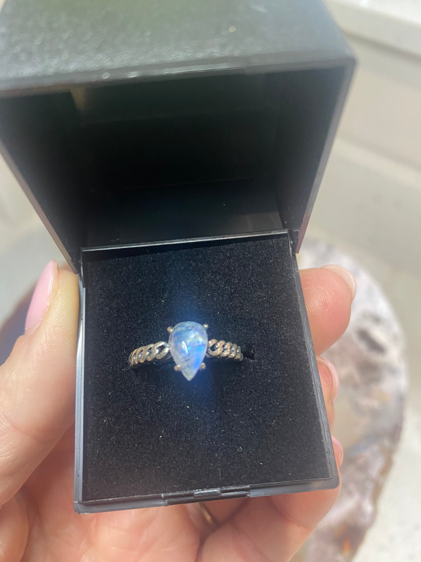 Sterling silver 925 rainbow moonstone ring