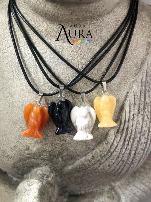 Angel carved crystal necklace