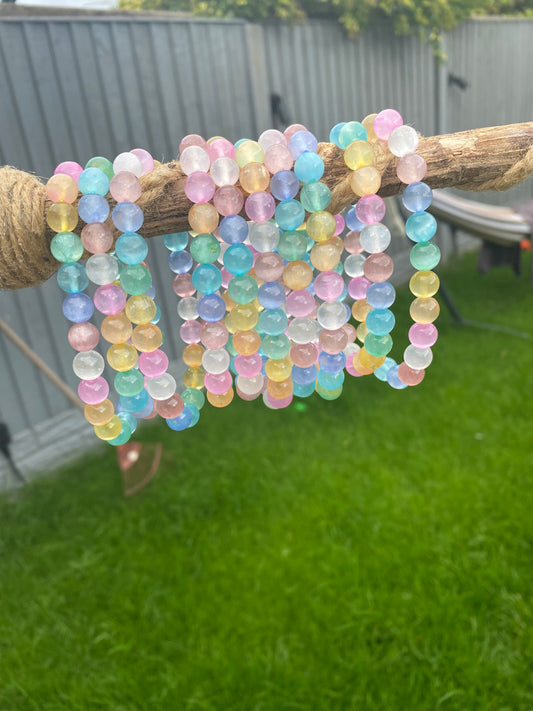 Rainbow selenite bracelet