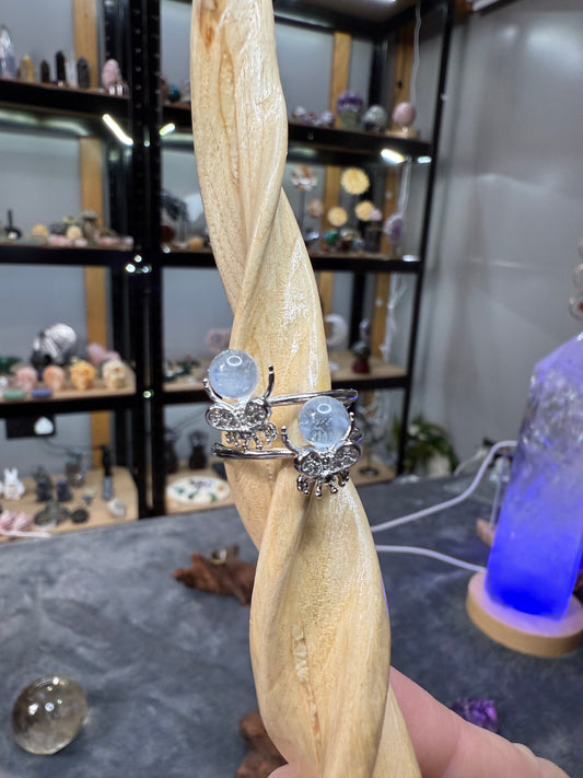 Blue needle quartz ring