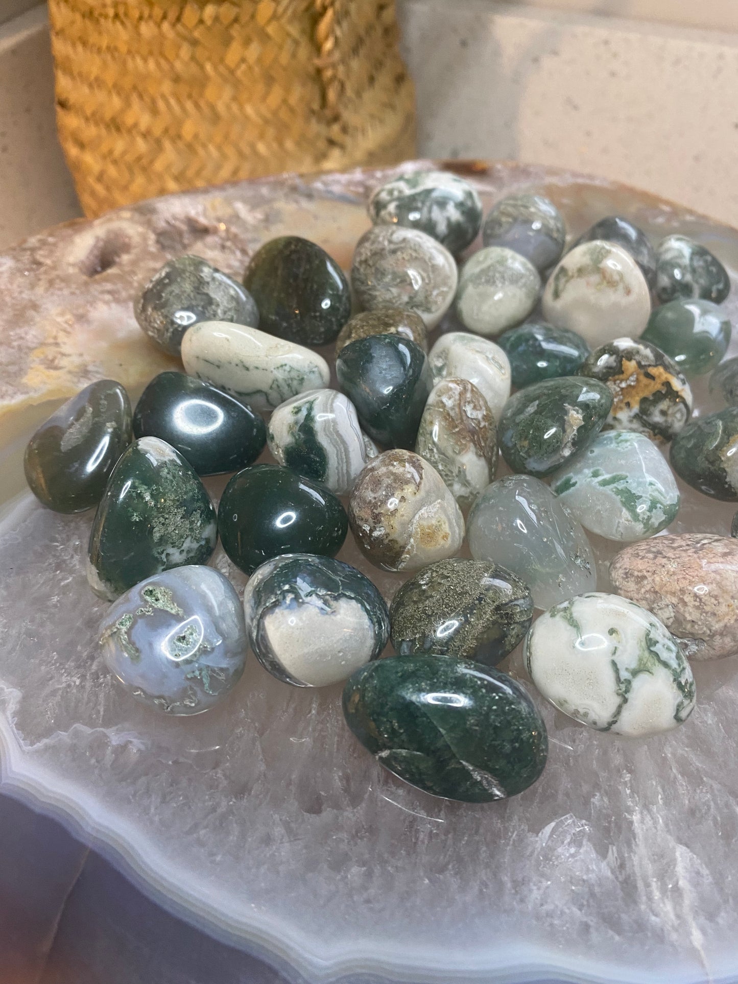 Moss agate large stone