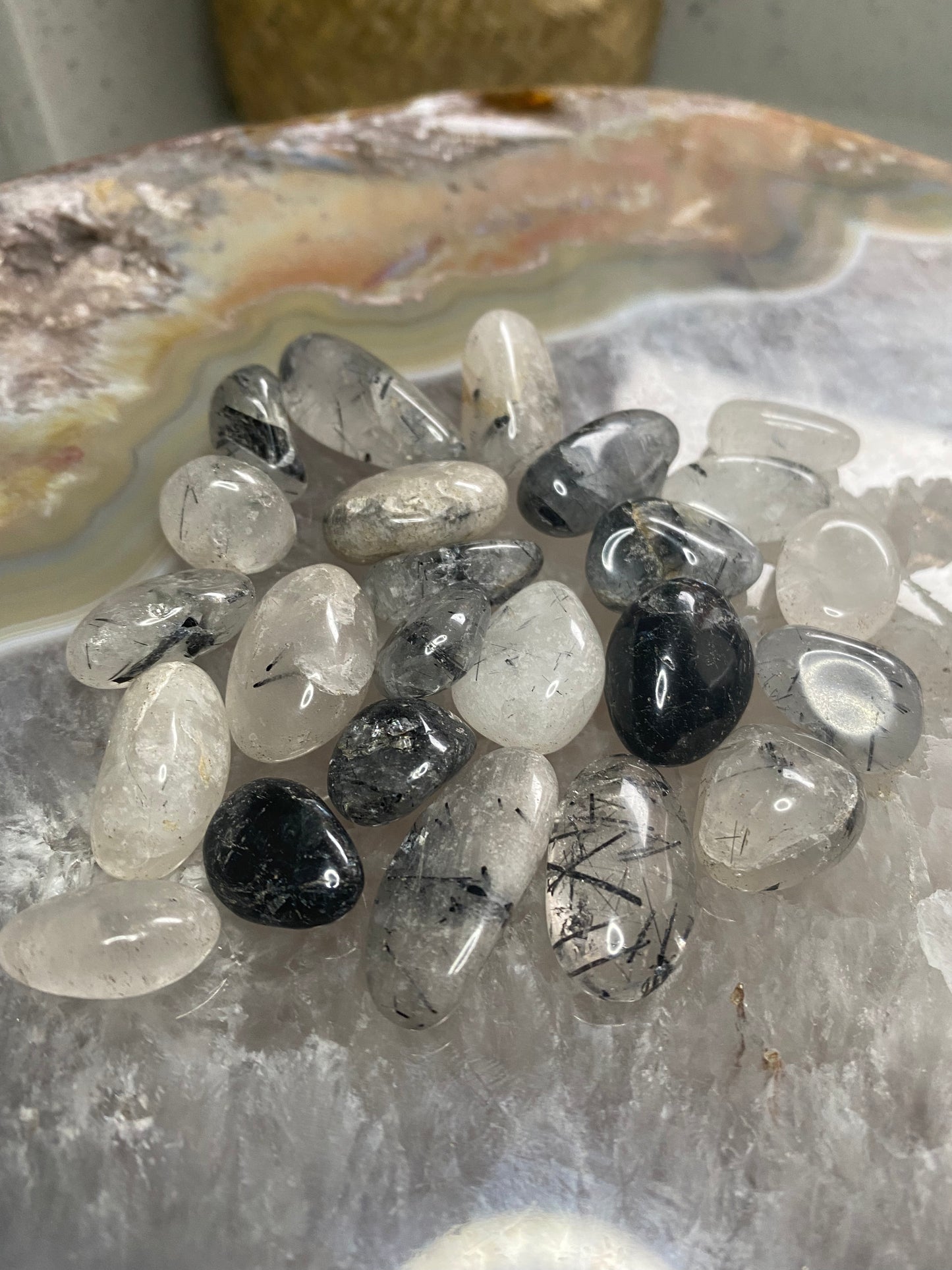 Black tourmaline in quartz
