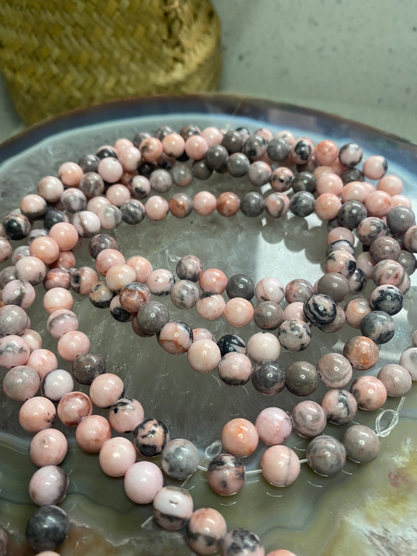 Natural pink Jasper beads strand