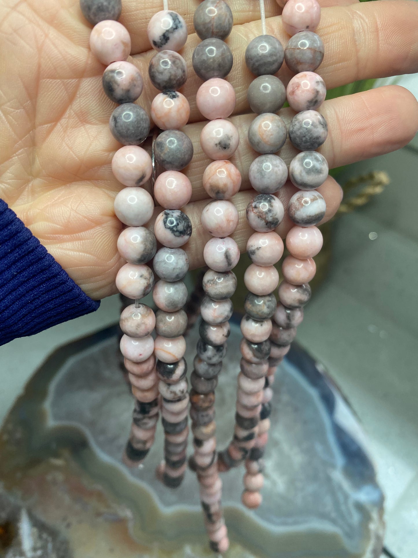 Natural pink Jasper beads strand