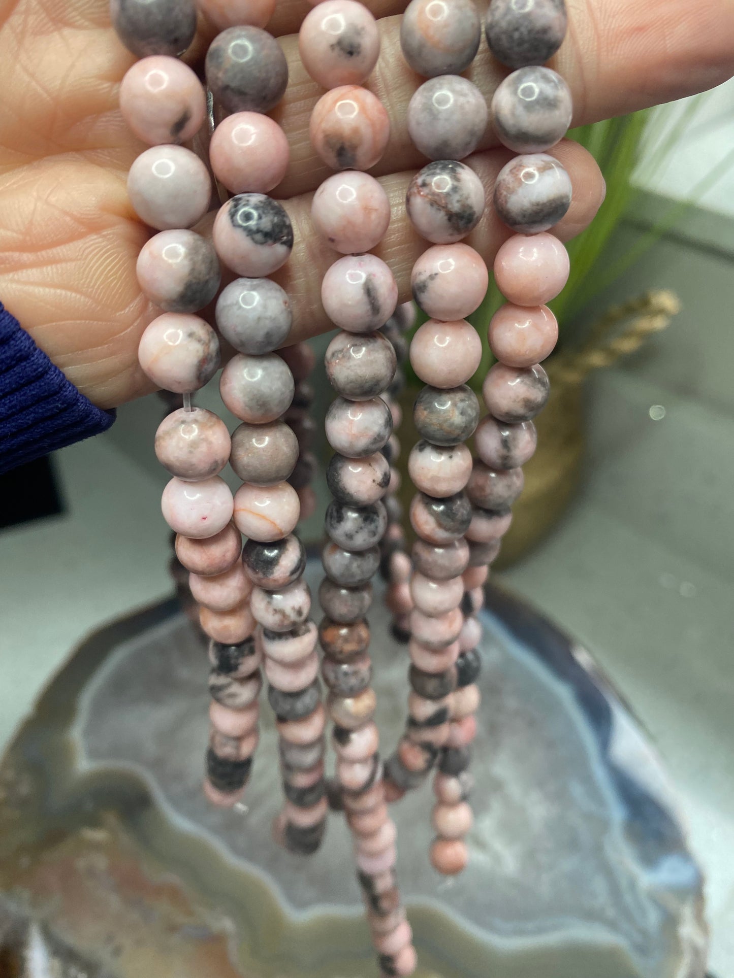 Natural pink Jasper beads strand