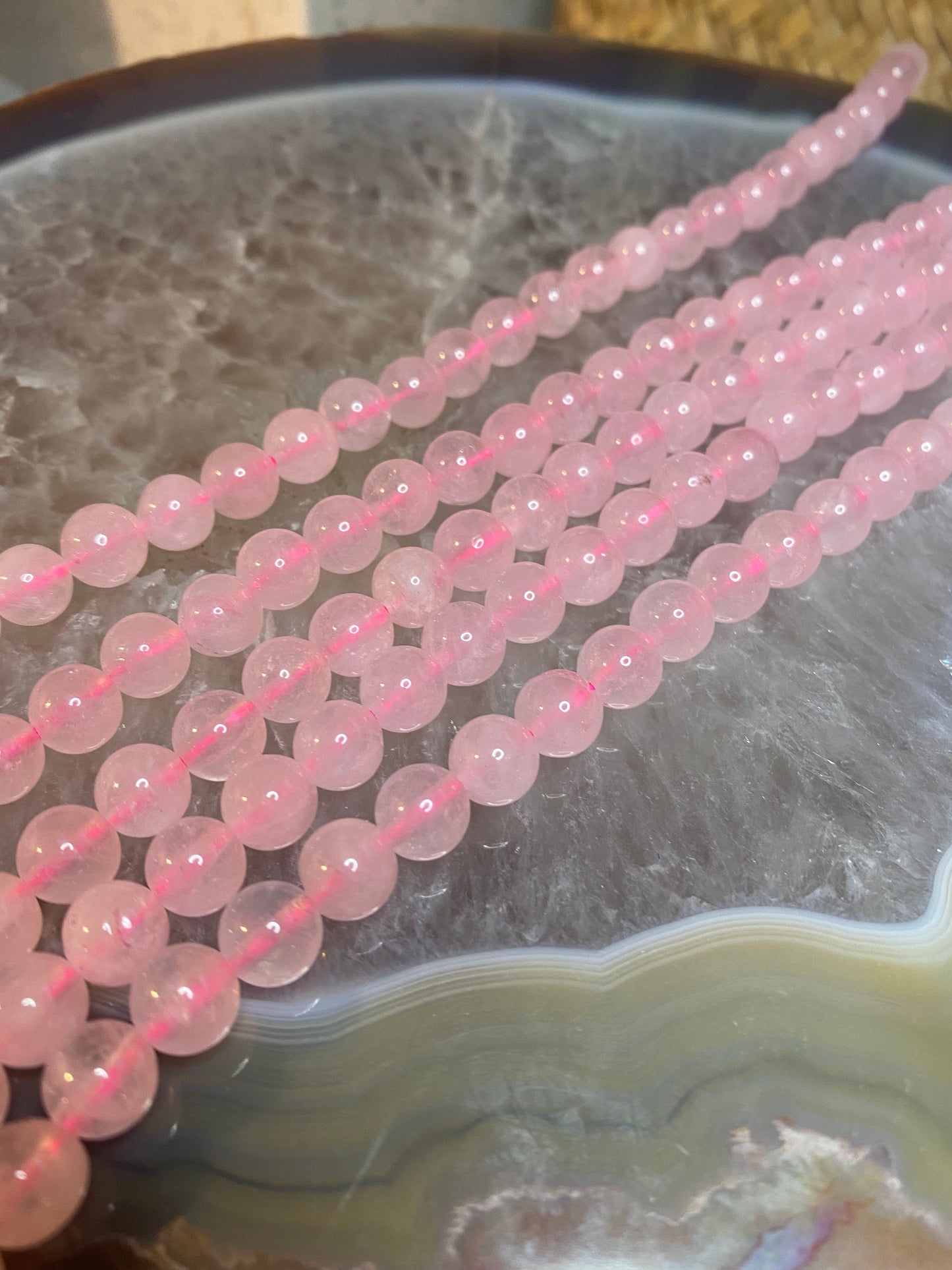 Rose quartz beads string