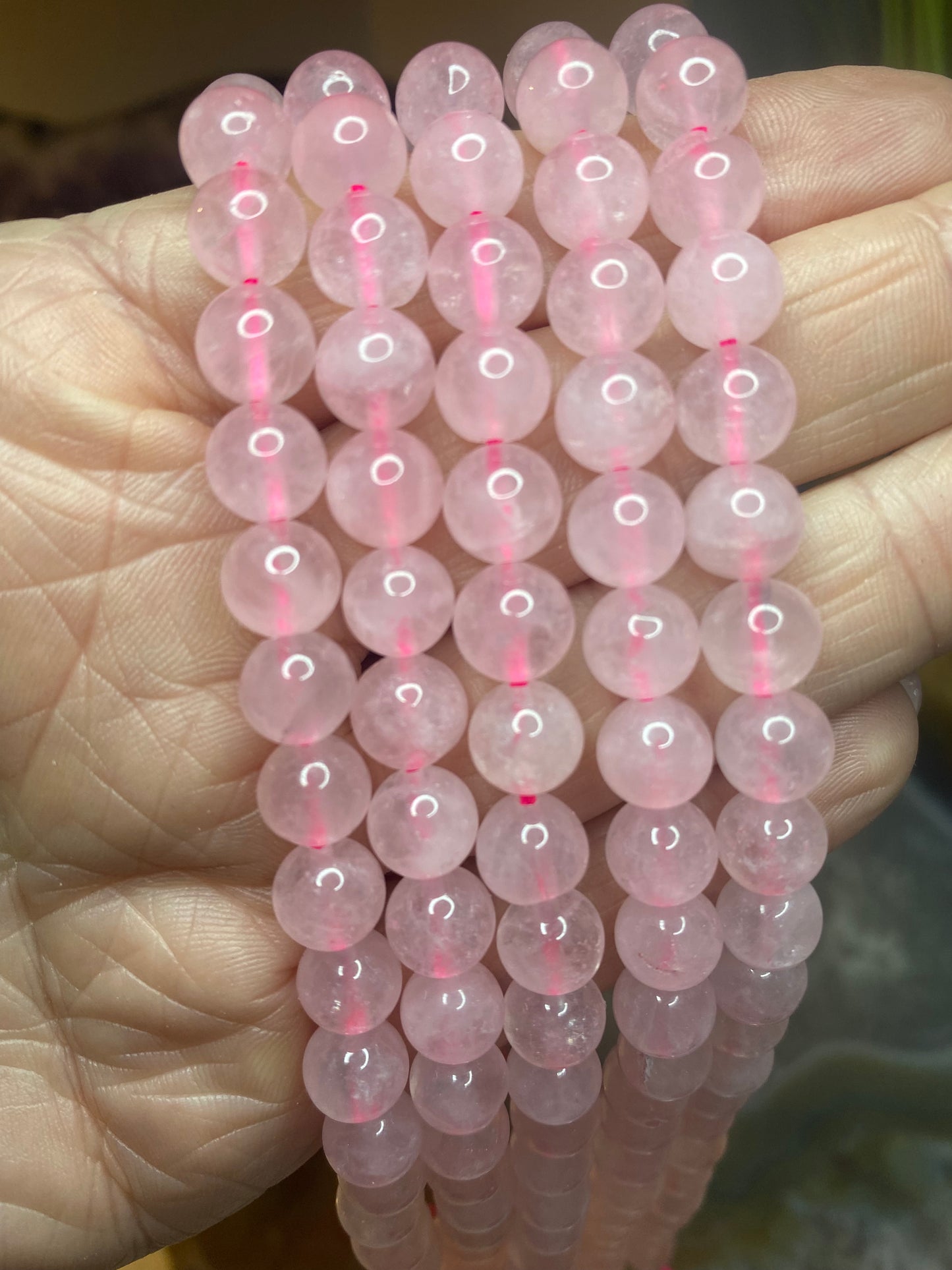 Rose quartz beads string