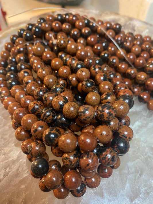 Mahogany obsidian beads string