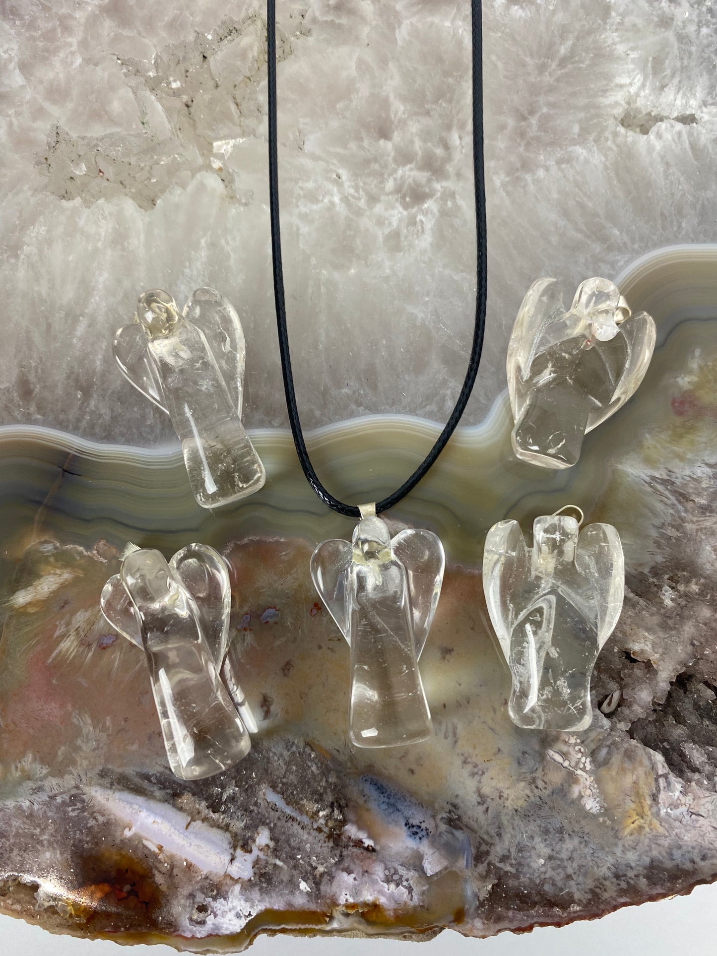 Clear quartz angel pendants