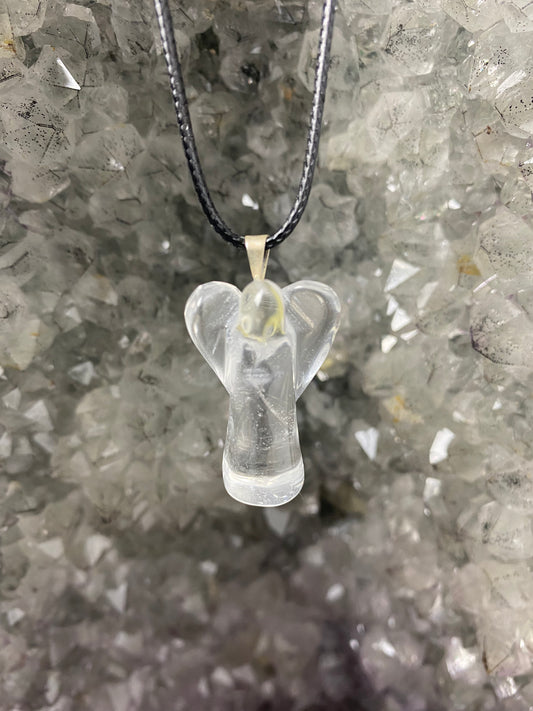 Clear quartz angel pendants