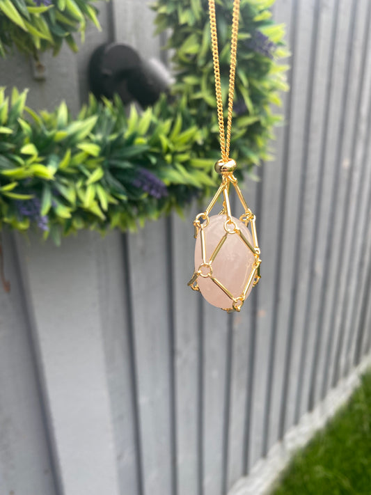 Gold crystal holder necklace