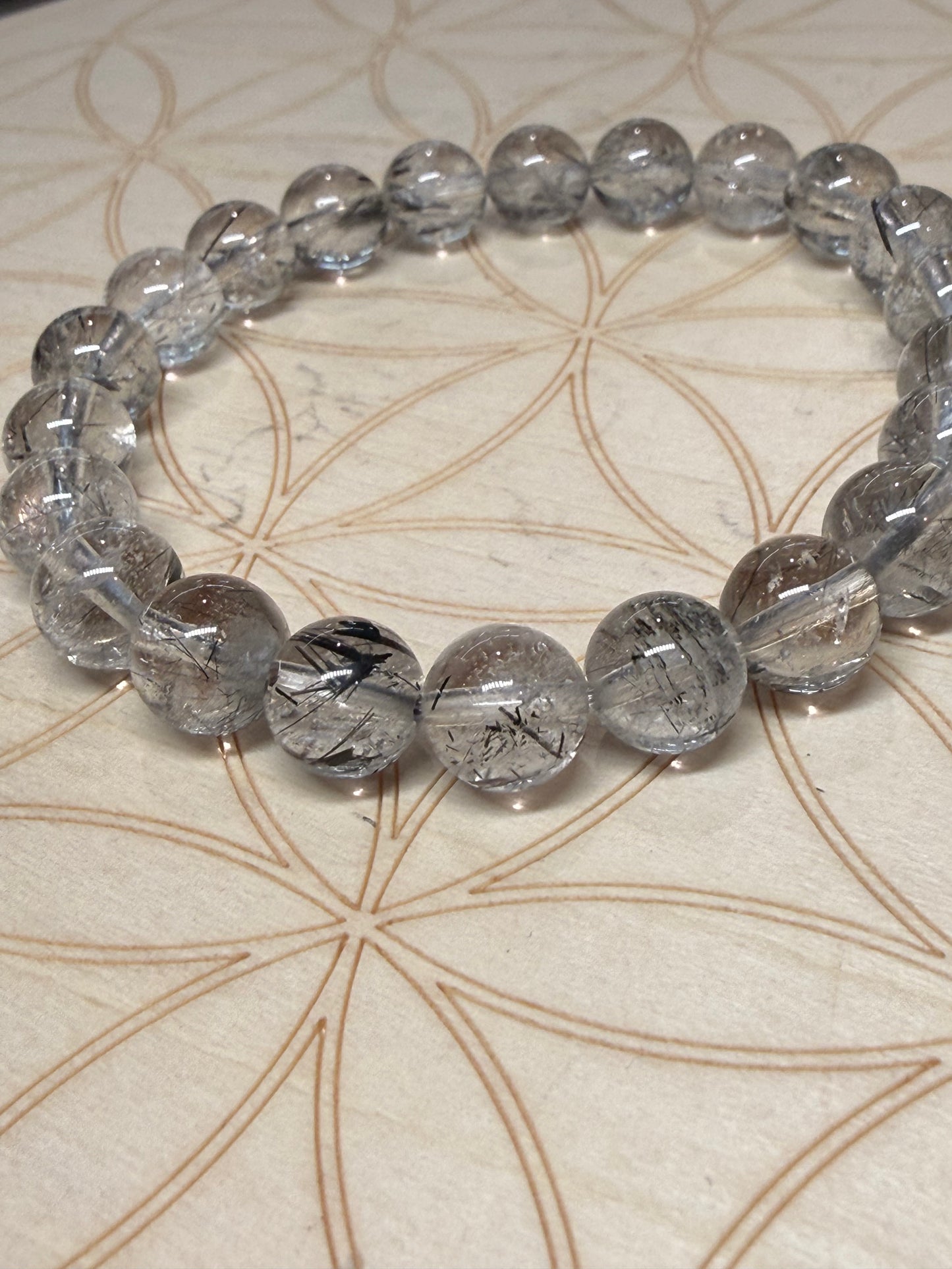 Black tourmaline in quartz bracelet
