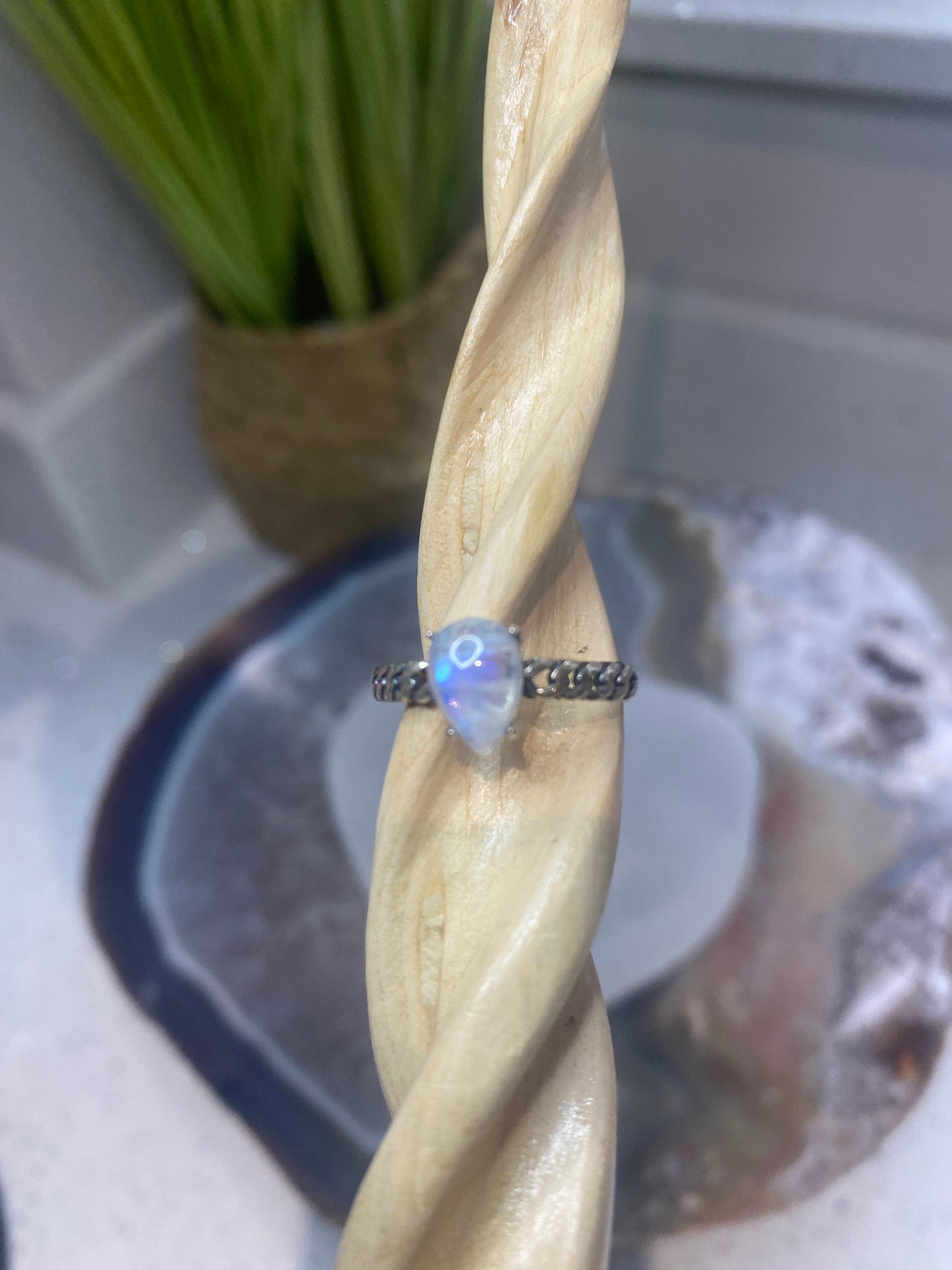 Sterling silver 925 rainbow moonstone ring