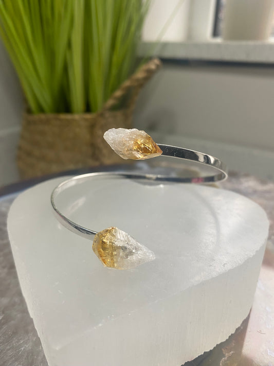 Silver plated citrine bangle