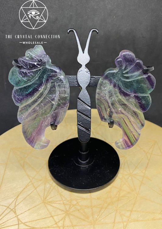 Flourite butterfly wings on stand